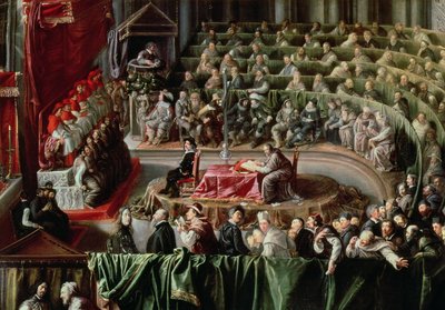 Prozess gegen Galileo, 1633 (Detail) von Italian School